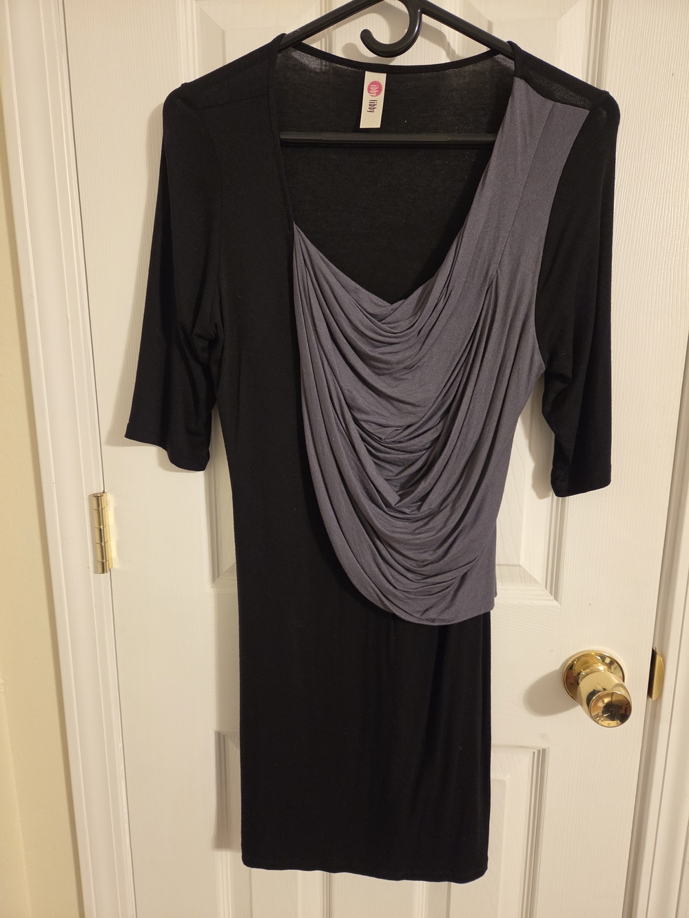Draped Front Black and Gray Women’s Dress